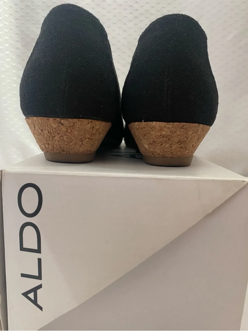 Aldo Women’s Black Low Wedge Peep-Toe, Size 7.5